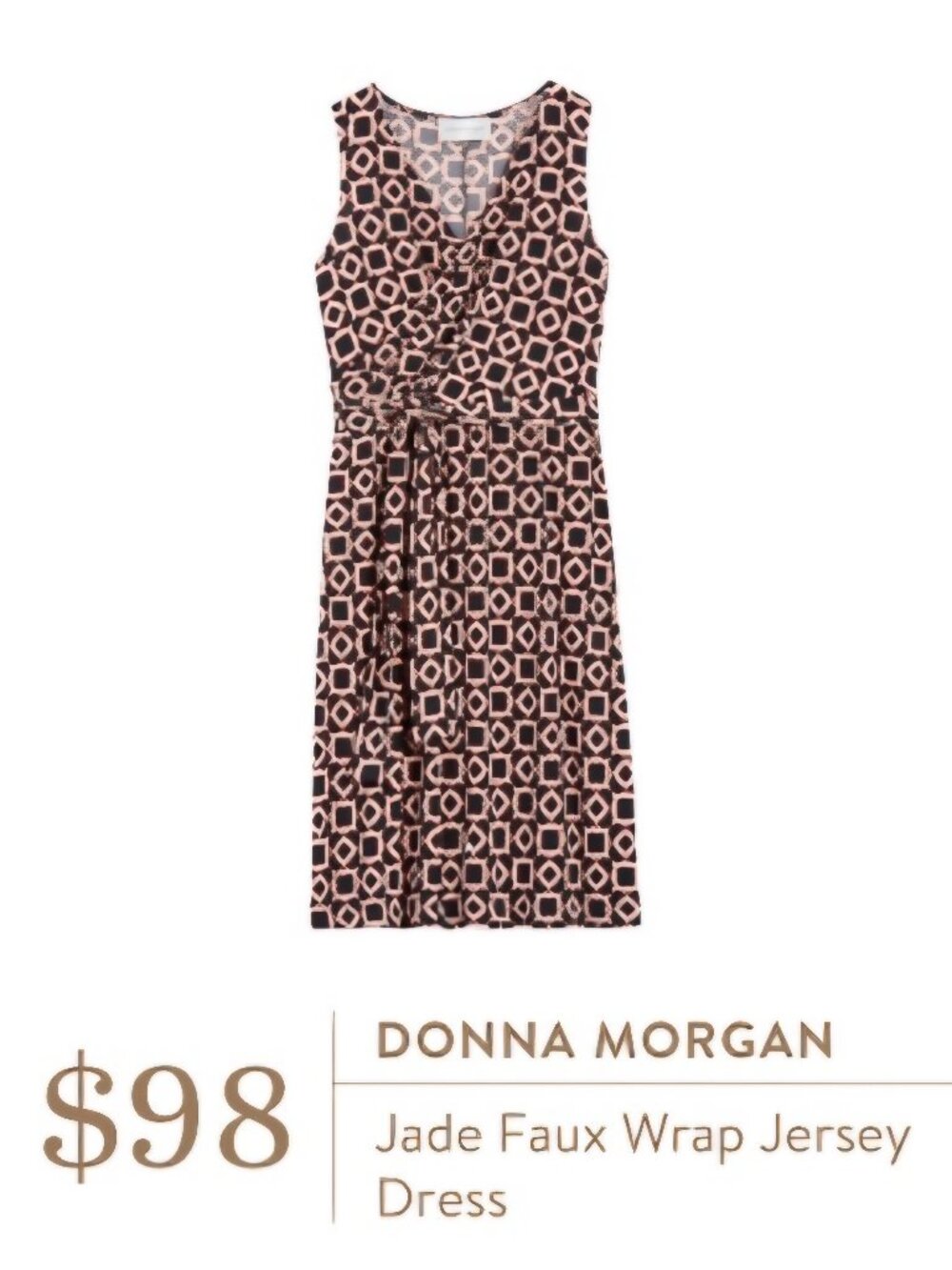 Donna Morgan Jade Faux Wrap Jersey Dress Sleeveless V-neck Size L